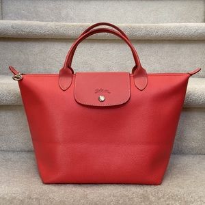 authentic longchamp leather top handle bag
